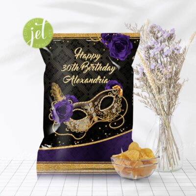 Purple Golg personalized Chip bag for Masquerade Party