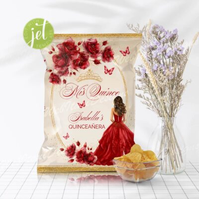 Red Gold Quinceanera Chip Bag