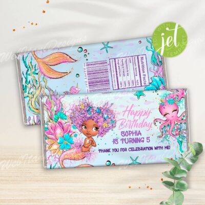 Editable Mermaid Candy Bar Wrappers – Printable Party Favor