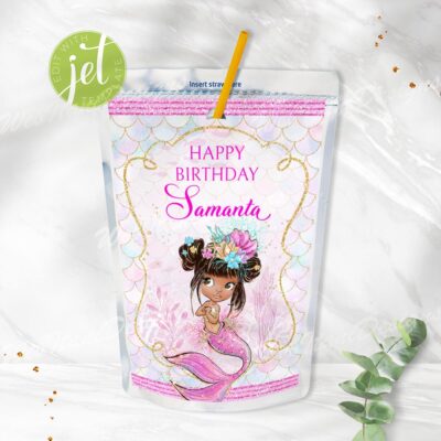 Pink Mermaid Juice Labels – Editable Printable for Kids’ Party Drinks