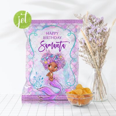 Purple Mermaid Chip Bag Template – DIY Printable Party Favor