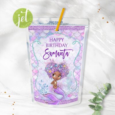 Purple Mermaid Juice Labels – Editable Printable for Kids’ Party Drinks