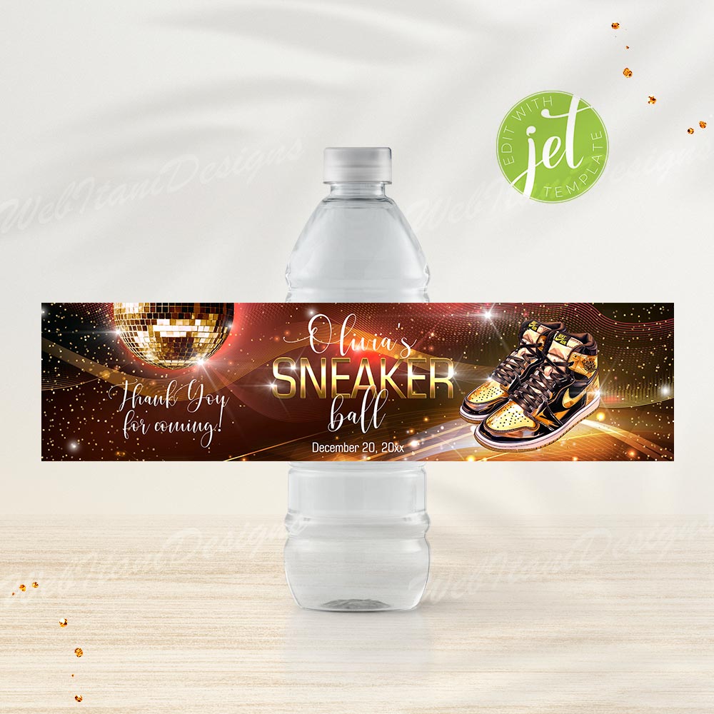 Sneaker Ball Water Bottle Labels