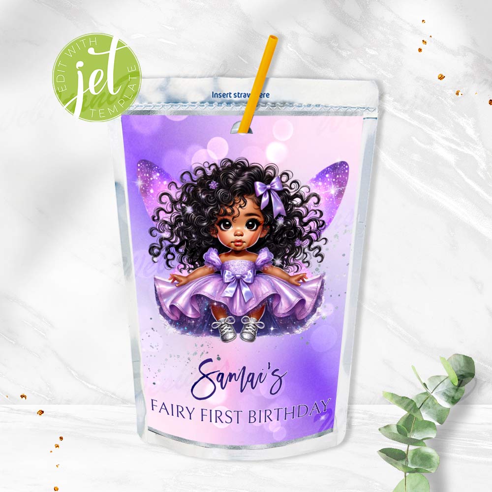 Purple Silver Fairy Juice Labels
